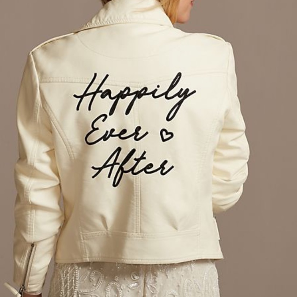 NWT - Bride Faux Leather Jacket “Happily Ever After” David’s Bridal LARGE